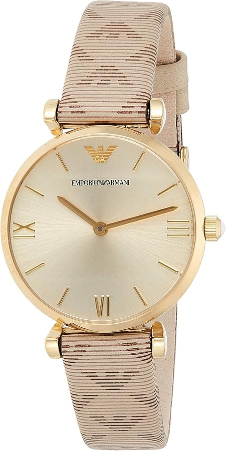 Emporio Armani Gianni T Bar Analog Silver Dial Beige Leather Strap Watch For Women - AR11127 - Image 3